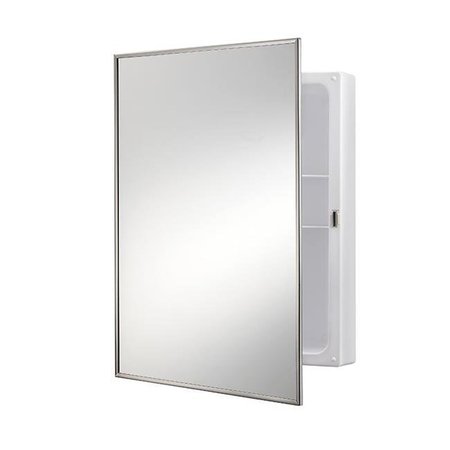 JENSEN Jensen 614 16 x 22 in. 1 Door Basic Styleline Recessed Classic Medicine Cabinet with Polished Stainless Steel Frame Plastic Light Fixture 614